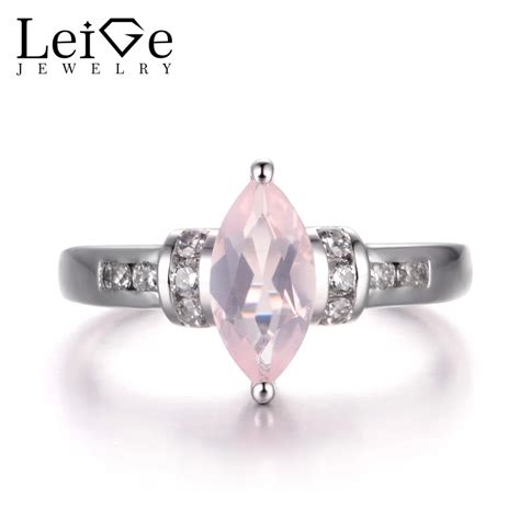 Leige Jewelry Natural Pink Quartz Rings Unique Engagement Rings