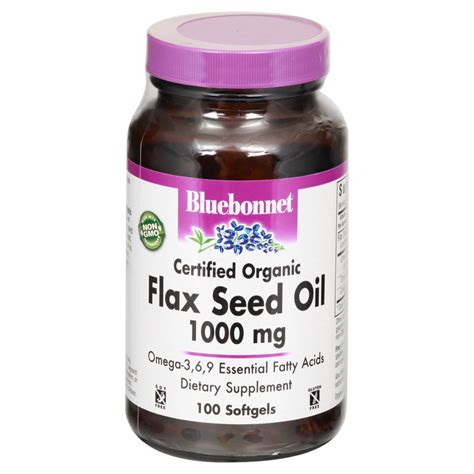 Bluebonnet Certified Organic Flax Seed Oil 1000 Mg Softgels Shop Diet And Fitness At H E B