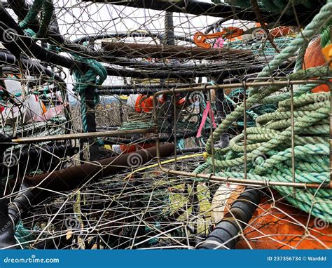 Rope For Fishing Boats In A Stack Of Crab Traps Stock Photo Image Of