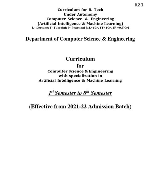 B.Tech CSE Curriculum: AI & ML Specialization | PDF | Integral