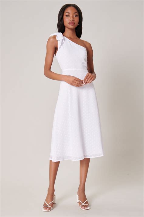 Kismet Chiffon Dot One Shoulder Midi Dress Sugarlips