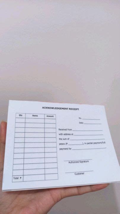 Onhand Acknowledgement Receipt 45sheets White 45duplicate 14 Shortbond