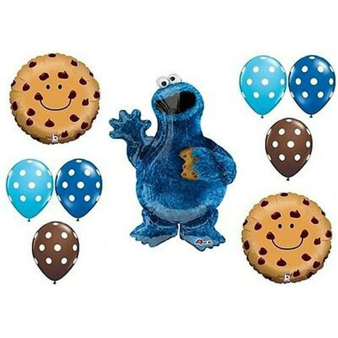 Cookie Monster Chocolate Chip Sesame Street Party 9 Pc Mylar Latex