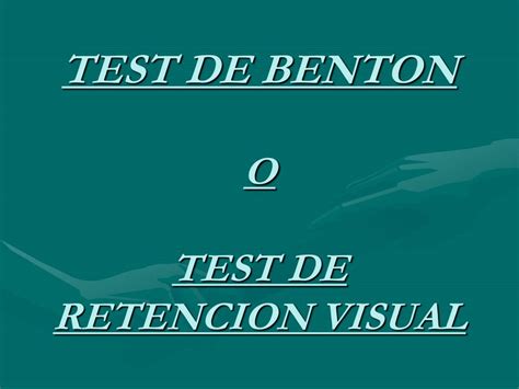 Test de Retención Visual de Benton características y modo de uso