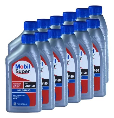 Aceite Mobil Super 20w50 1lt 12 Pzas Envío gratis