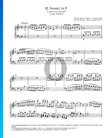 Sonate Pour Piano No 15 Fa Majeur KV 533 1 Allegro Wolfgang