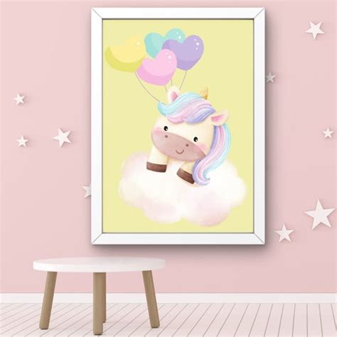 Arte Digital Quadro Quarto Infantil Unicórnio Elo7