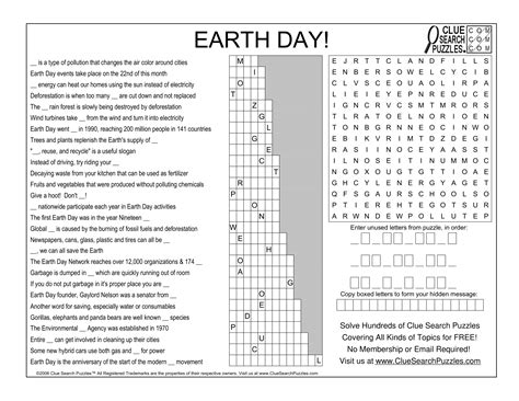 EARTH DAY TRIVIA QUIZ – Clue Search Puzzles