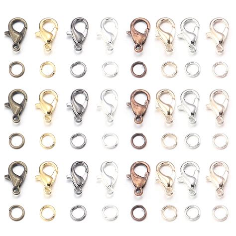 100pcs Lot Metal Lobster Clasps Hooks With Jump Rings End Clasps Connectors For Necklace