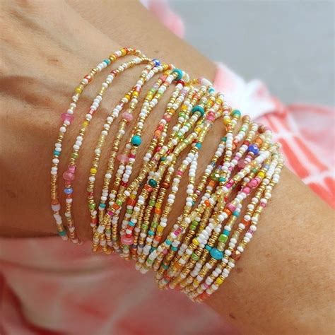 Tropique Beaded Wrap Bracelet 87 Long Seed Bead Stretch Bracelet Etsy