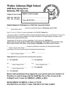 Fillable Online Montgomeryschoolsmd Nacac Permission Form