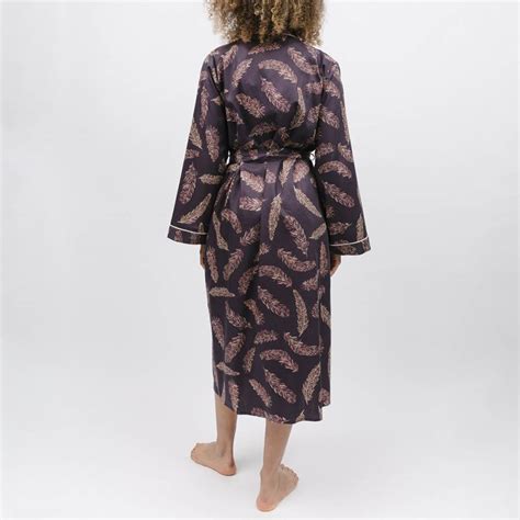 Purple Lana Feather Print Dressing Gown Brandalley