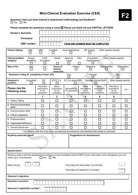 Mini Clinical Evaluation Exercise CEX The Foundation Programme