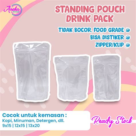 Jual 1 PACK Isi 10 PCS Standing Pouch Cairan Drink Pack Kemasan