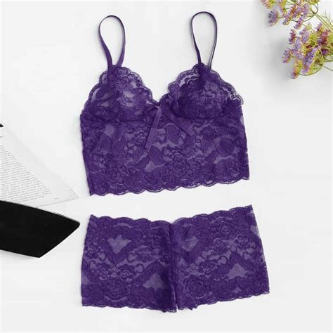Lingerie Sexy En Dentelle Pour Femmes V Tements De Nuit D Contract S Camisoles Ensemble De