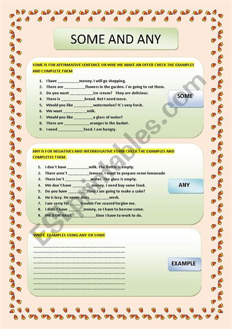 Some Any Esl Worksheet By Lelany