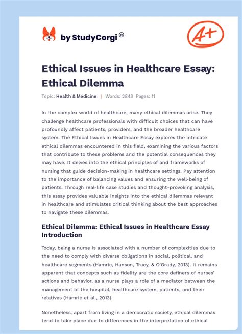 Ethical Issues In Healthcare Essay Free Essay Example