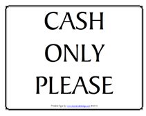 Cash Only Sign Printable