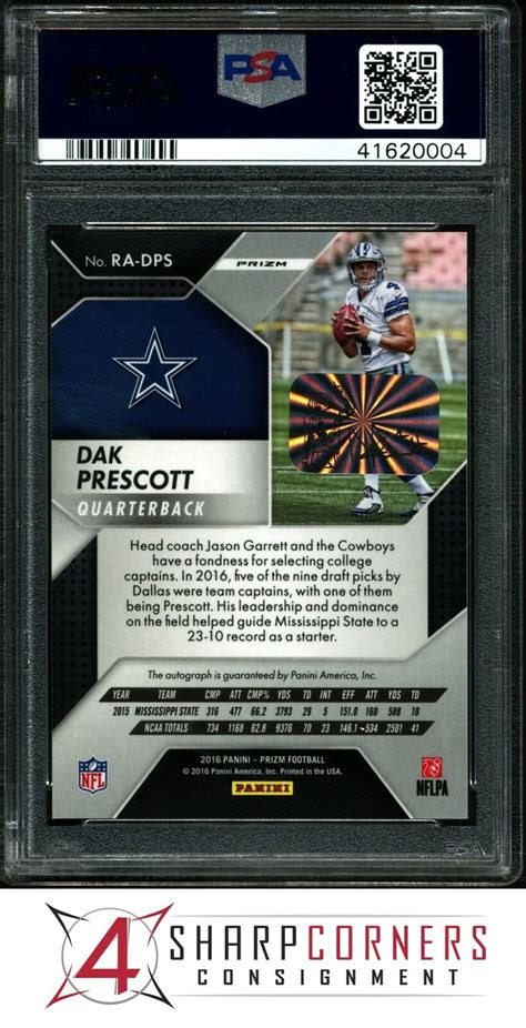 Panini Prizm Rookie Auto Radps Dak Prescott Rc Pop Psa Dna