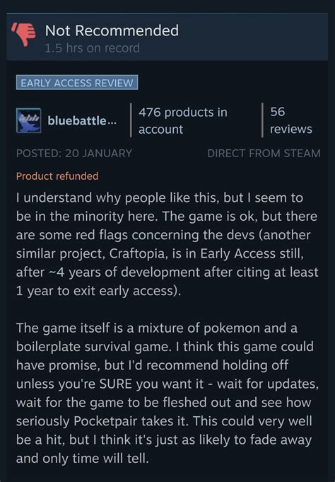 A review I found interesting regarding Palword and its developers Pocketpair.. : r/Steam