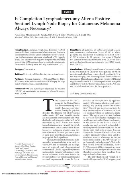 Is Completion Lymphadenectomy After A Positive Sentinel Lymph Node