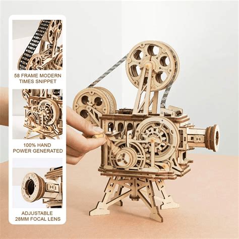 Hand Crank Projector Classic Film Vitascope D Wooden Puzzle Model