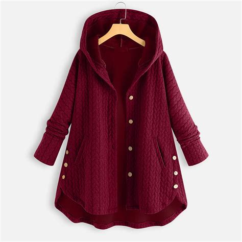 Stamzod Warm Winter Coats For Women Plus Size Casual Button High Low