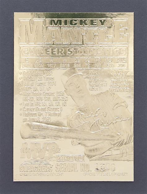 Mickey Mantle Bleachers Mvp Black Signature Kt Gold Card