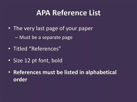 Ppt Apa Reference List Powerpoint Presentation Free Download Id