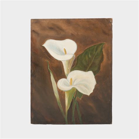 (Sold) Antique Calla Lily Oil Painting on Board, England, Early 20th C. — GARDENHEIR