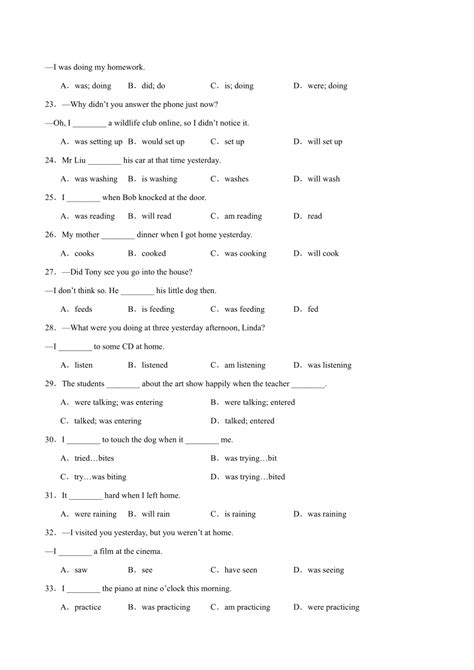 八年级英语上册（牛津译林版）unit 8 Natural Disasters 语法grammar 过去进行时（含解析） 21世纪教育网