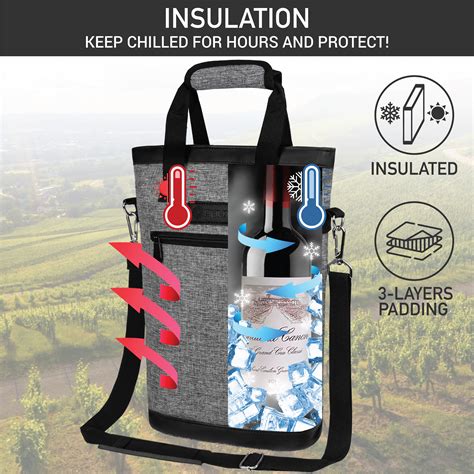 Opux Two Bottle Wine Bag Carrier Tote Insulated Leakproof 2 Bottle Wine