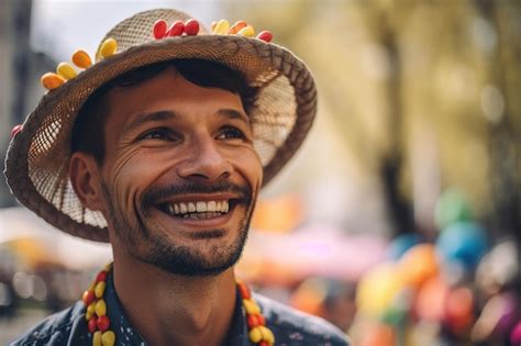 Premium Ai Image A Man Wearing A Straw Hat Smiles At The Camera