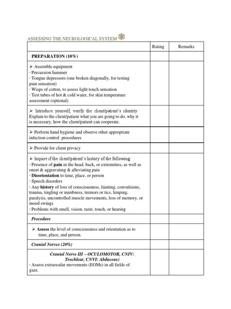 ASSESSING THE NEUROLOGICAL SYSTEM Checklist | PDF | Anatomical Terms Of ... 