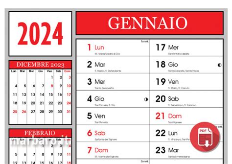 Calendario Annuale 2024 Con I Numeri Delle Settimane