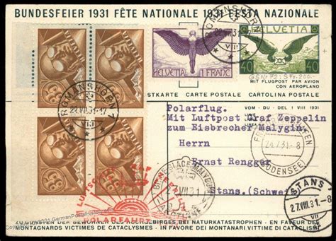 Switzerland Graf Zeppelin Si Polarfahrt Flown Cover Superb