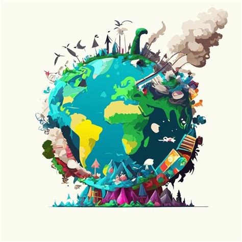 EcoWoes Pollution in Earth's Illustration | Premium AI-generated vector