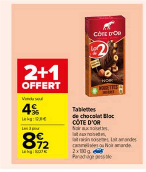 Promo Tablettes De Chocolat Bloc Côte D or chez Carrefour Market