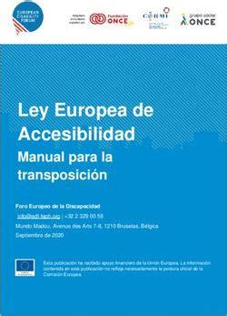 Ley Europea De Accesibilidad Manual Para La Transposici N