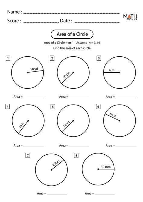 Area Of A Circle Worksheets. Area of a circle (advanced) determine the ...