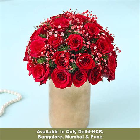 Buy Send Forever Love Red Roses Glass Vase Online Fnp