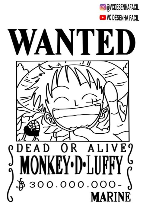 CARTAZ DE PROCURADO DO LUFFY PRIMEIRO CARTAZ ONE PIECE Cartaz