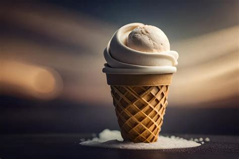 Premium Photo Melting Ice Cream In Cone