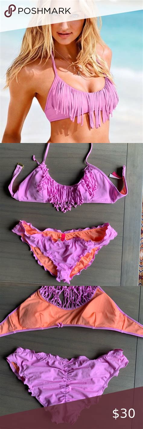 Victorias Secret Fringe Halter Bathing Suit Set Halter Bathing Suit