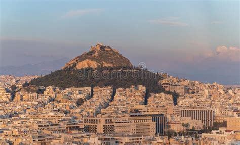 Lycabettus Hill at Sunset stock image. Image of urban - 267441983