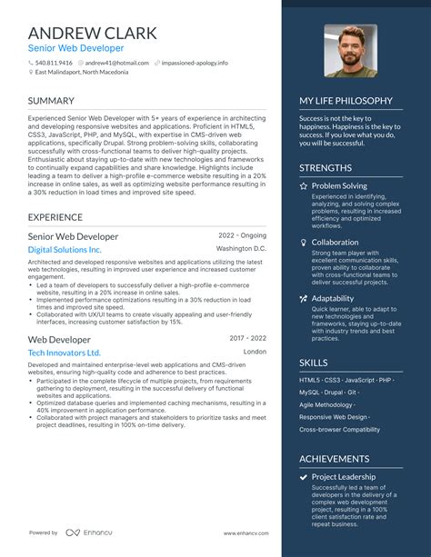 Successful Senior Web Developer Resume Examples And Writing Tips For