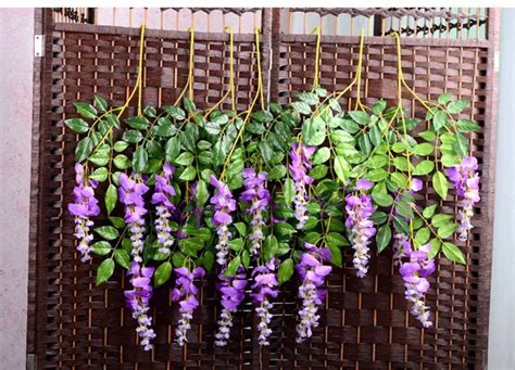 Artificial Vine Wisteria Flowers Silk Flower 29 And 43 Inch Decorative Flowers For Wedding ...