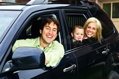 Happy family in car stock image. Image of joyful, residence - 10869257