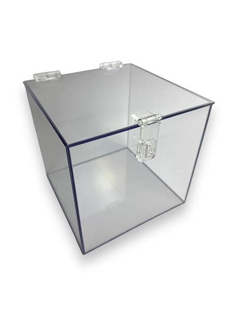 13 X 13 X 13 Clear Acrylic Box With Hasp Lock Hinged Lid PlexiBoxes4u