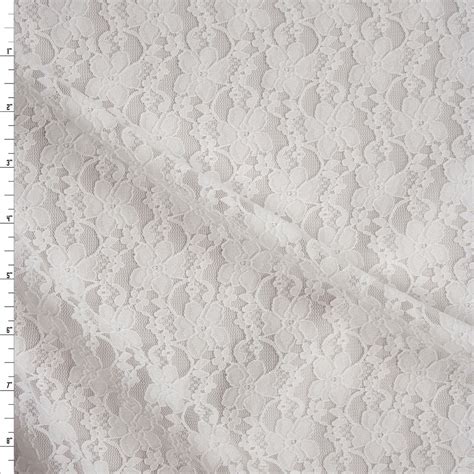 Cali Fabrics Warm White Classic Floral Stretch Lace Fabric By The Yard